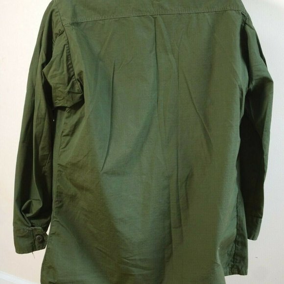 1970 Slant Pocket Vietnam Era OD Shirt Rip Stop Poplin OG 107 Class 1 Large Long - Picture 6 of 12
